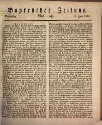 Bayreuther Zeitung Donnerstag 3. Juni 1830