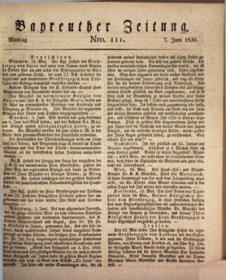 Bayreuther Zeitung Montag 7. Juni 1830