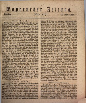Bayreuther Zeitung Dienstag 15. Juni 1830