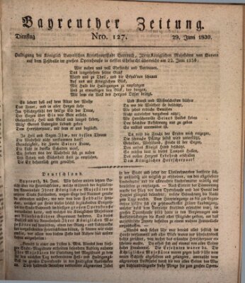 Bayreuther Zeitung Dienstag 29. Juni 1830