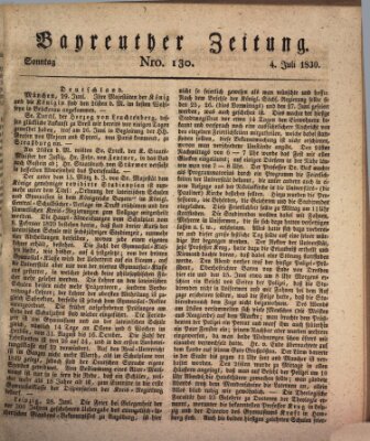 Bayreuther Zeitung Sonntag 4. Juli 1830