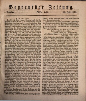 Bayreuther Zeitung Dienstag 20. Juli 1830