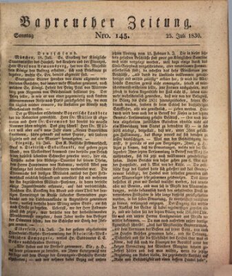 Bayreuther Zeitung Sonntag 25. Juli 1830