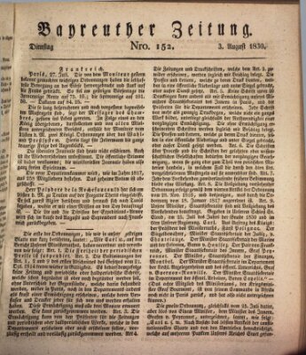 Bayreuther Zeitung Dienstag 3. August 1830