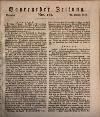 Bayreuther Zeitung Sonntag 22. August 1830