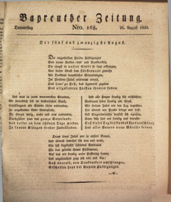 Bayreuther Zeitung Donnerstag 26. August 1830