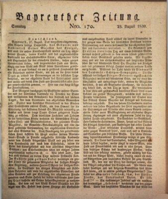 Bayreuther Zeitung Sonntag 29. August 1830