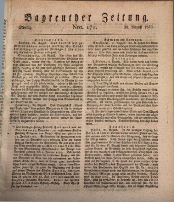 Bayreuther Zeitung Montag 30. August 1830