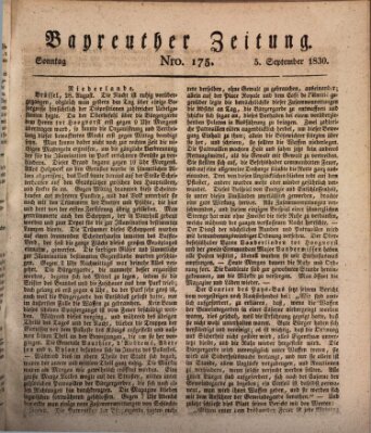 Bayreuther Zeitung Sonntag 5. September 1830