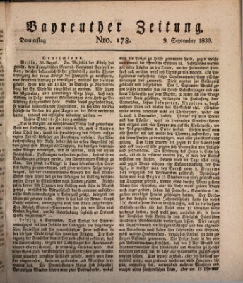 Bayreuther Zeitung Donnerstag 9. September 1830