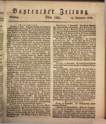 Bayreuther Zeitung Dienstag 14. September 1830