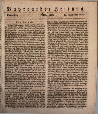 Bayreuther Zeitung Donnerstag 23. September 1830