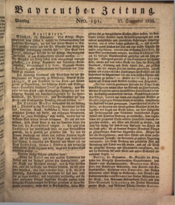 Bayreuther Zeitung Montag 27. September 1830