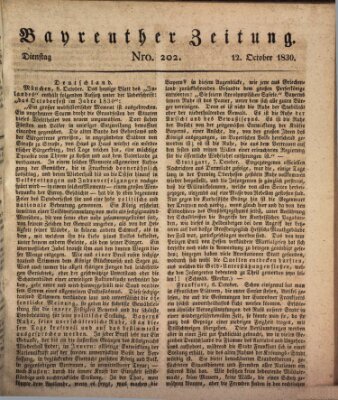 Bayreuther Zeitung Dienstag 12. Oktober 1830