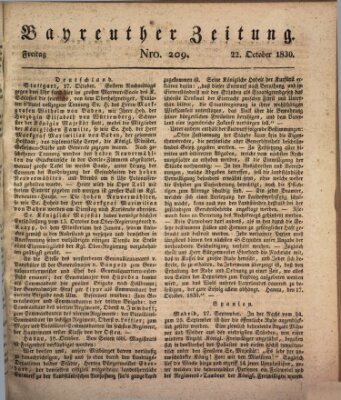 Bayreuther Zeitung Freitag 22. Oktober 1830