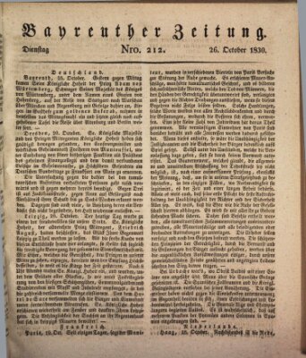 Bayreuther Zeitung Dienstag 26. Oktober 1830