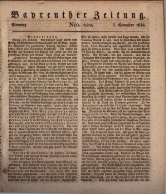 Bayreuther Zeitung Sonntag 7. November 1830