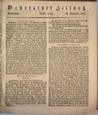 Bayreuther Zeitung Donnerstag 18. November 1830