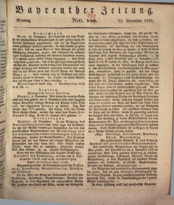 Bayreuther Zeitung Montag 22. November 1830