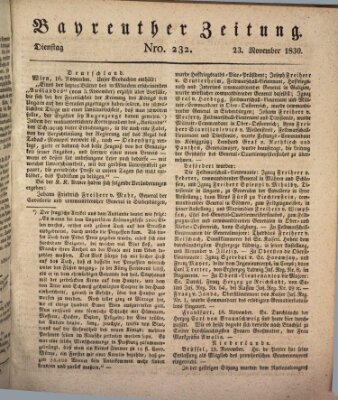 Bayreuther Zeitung Dienstag 23. November 1830