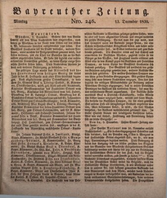 Bayreuther Zeitung Montag 13. Dezember 1830