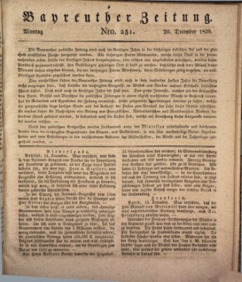 Bayreuther Zeitung Montag 20. Dezember 1830