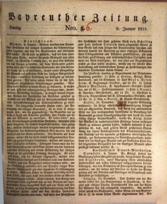 Bayreuther Zeitung Sonntag 9. Januar 1831