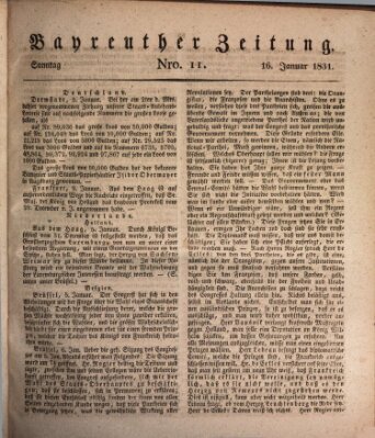 Bayreuther Zeitung Sonntag 16. Januar 1831