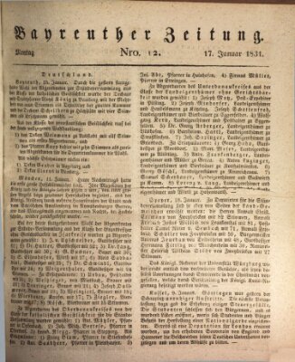 Bayreuther Zeitung Montag 17. Januar 1831