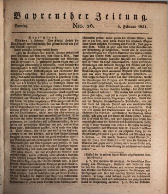 Bayreuther Zeitung Sonntag 6. Februar 1831