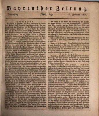 Bayreuther Zeitung Donnerstag 10. Februar 1831