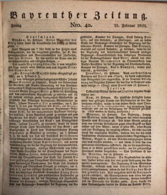 Bayreuther Zeitung Freitag 25. Februar 1831