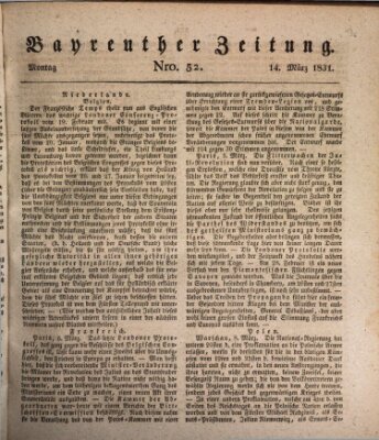 Bayreuther Zeitung Montag 14. März 1831