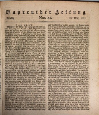 Bayreuther Zeitung Dienstag 15. März 1831