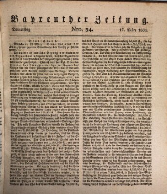 Bayreuther Zeitung Donnerstag 17. März 1831