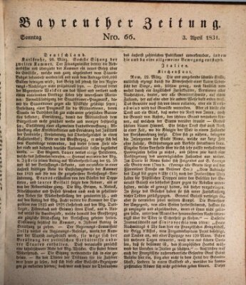 Bayreuther Zeitung Sonntag 3. April 1831