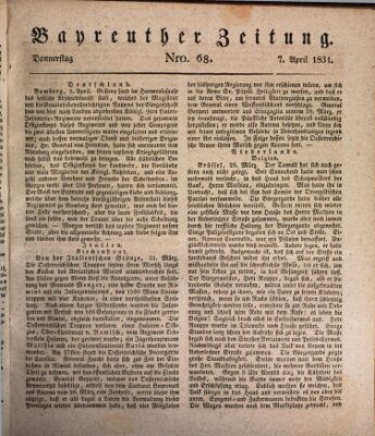 Bayreuther Zeitung Donnerstag 7. April 1831