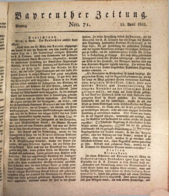 Bayreuther Zeitung Montag 11. April 1831