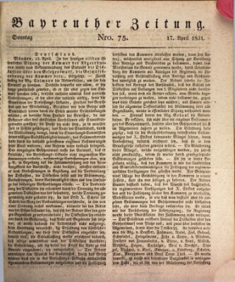 Bayreuther Zeitung Sonntag 17. April 1831