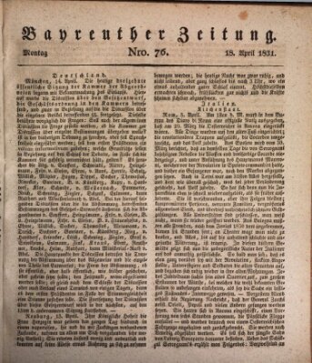 Bayreuther Zeitung Montag 18. April 1831