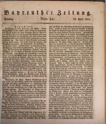 Bayreuther Zeitung Dienstag 26. April 1831