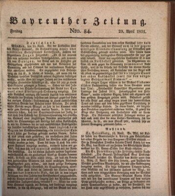 Bayreuther Zeitung Freitag 29. April 1831