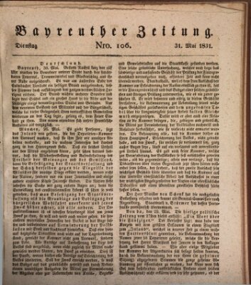 Bayreuther Zeitung Dienstag 31. Mai 1831