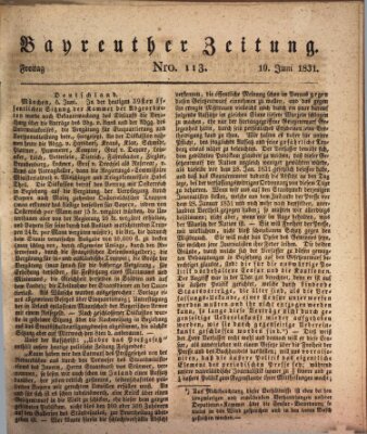 Bayreuther Zeitung Freitag 10. Juni 1831