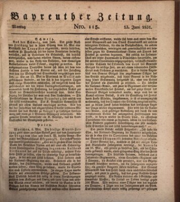 Bayreuther Zeitung Montag 13. Juni 1831