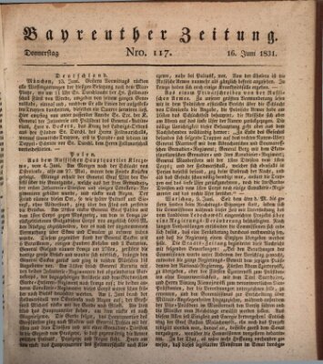 Bayreuther Zeitung Donnerstag 16. Juni 1831