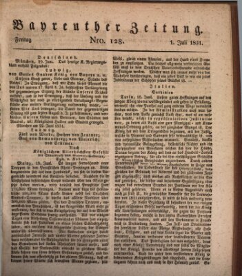 Bayreuther Zeitung Freitag 1. Juli 1831