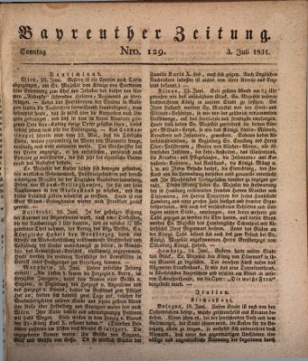 Bayreuther Zeitung Sonntag 3. Juli 1831