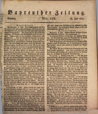 Bayreuther Zeitung Dienstag 12. Juli 1831