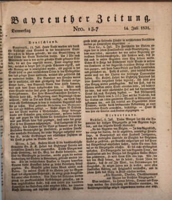 Bayreuther Zeitung Donnerstag 14. Juli 1831